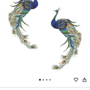 Embroidered Peacock Design Iron on Parches